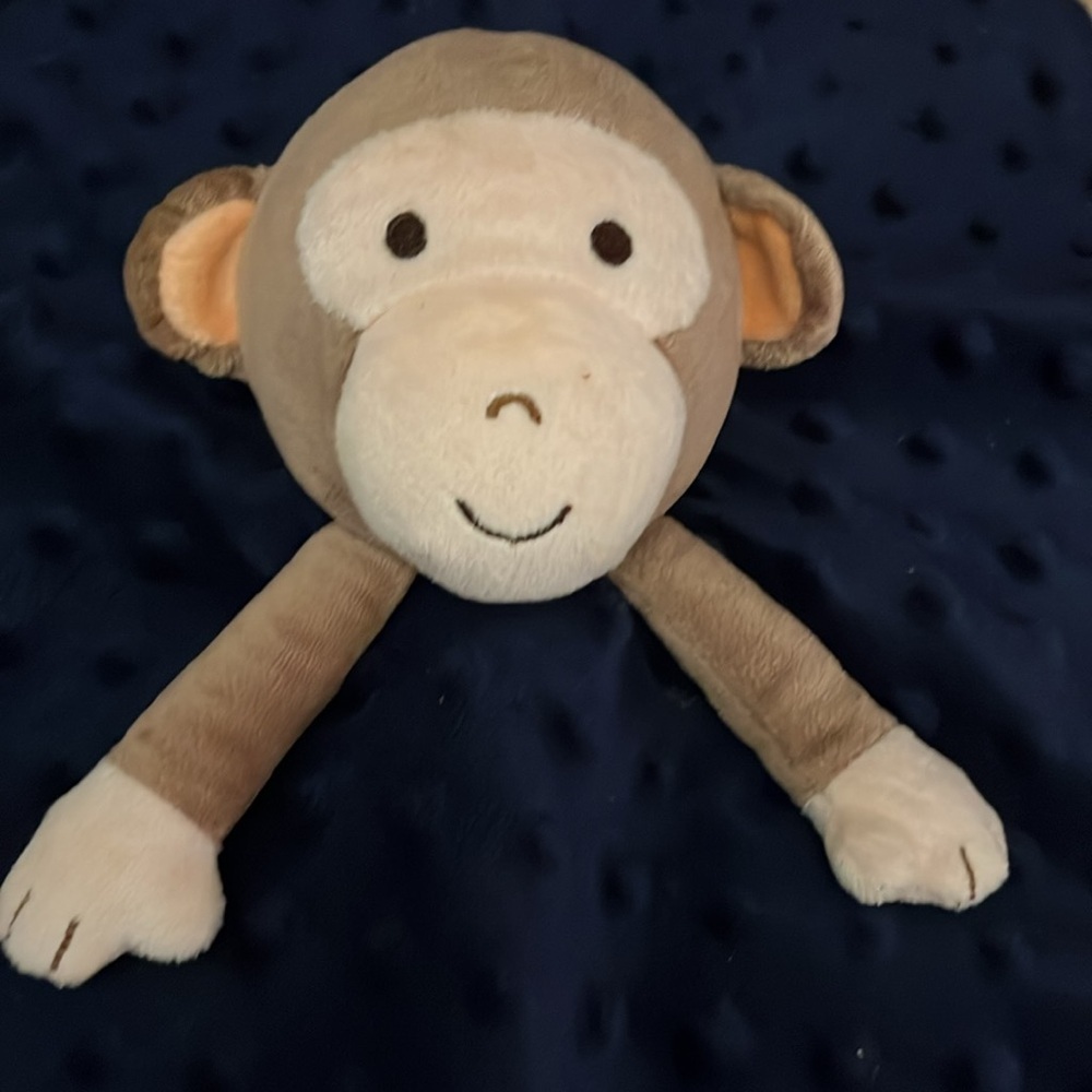 Okie Dokie Baby Lovey Security Blanket Monkey Nubby Navy Blue - Picture 3 of 7